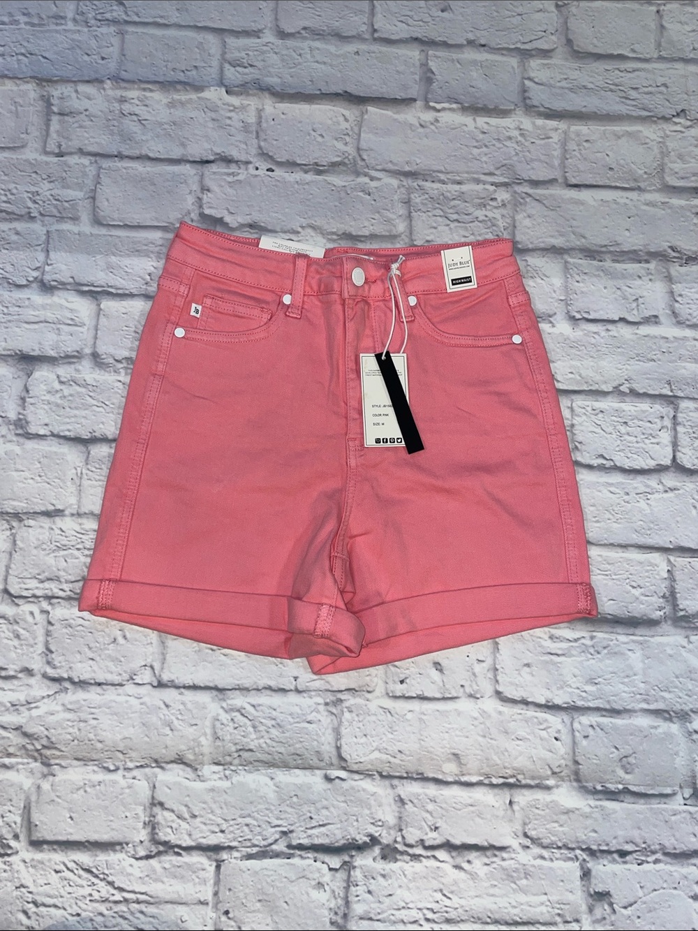 Judy Blue HIGH RISE CONTROL TOP CUFFED SHORTS IN PINK - JB150285 C PINK